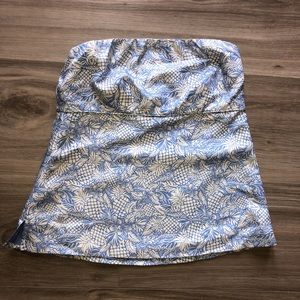 Blue&White Vineyard Vines Tropical Strapless Top